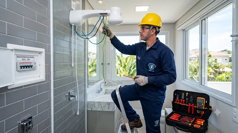 Instalação de chuveiro elétrico 220v no Peró